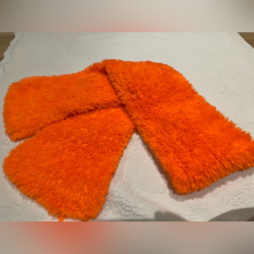 Neon Orange Fluffy Scarf 72” Long